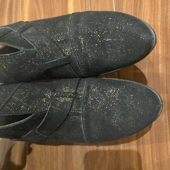 CYDWOQ Vintage / caution Leather Kitten heels bootie bronze metallic brown 39 9 - Picture 4 of 7